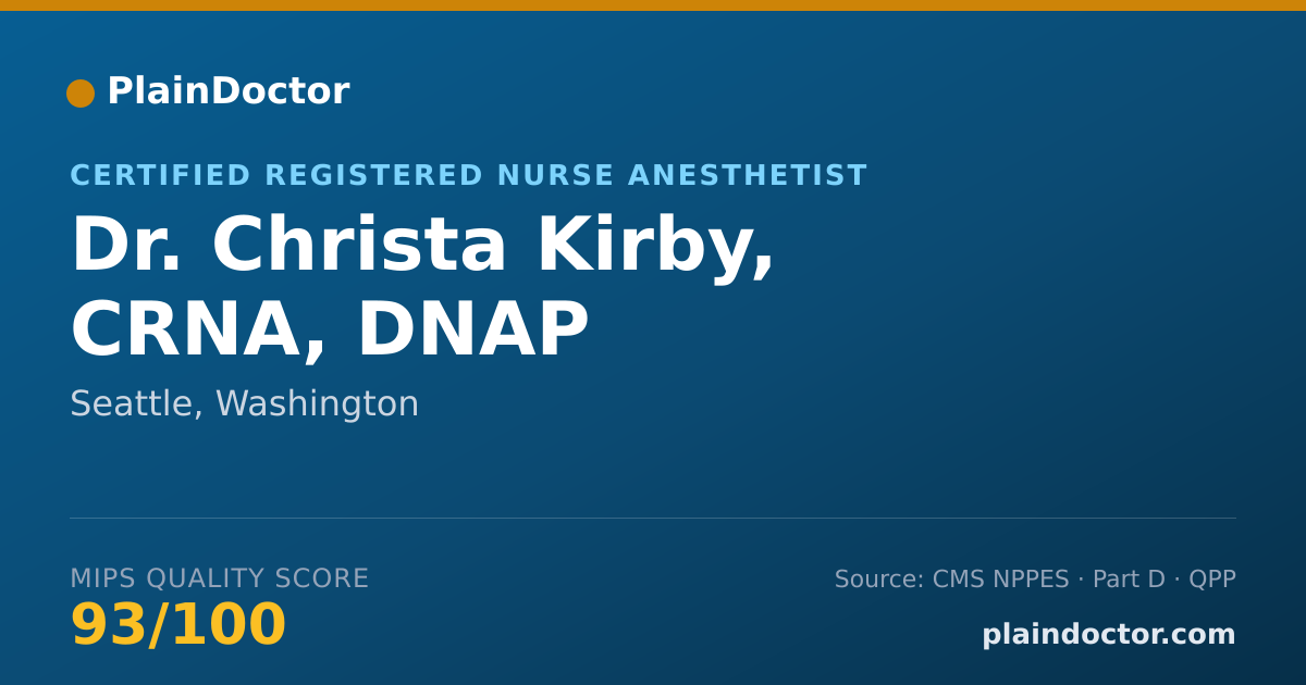 Shareable card for Christa Kirby, CRNA, DNAP - Certified Registered Nurse Anesthetist, Seattle, WA