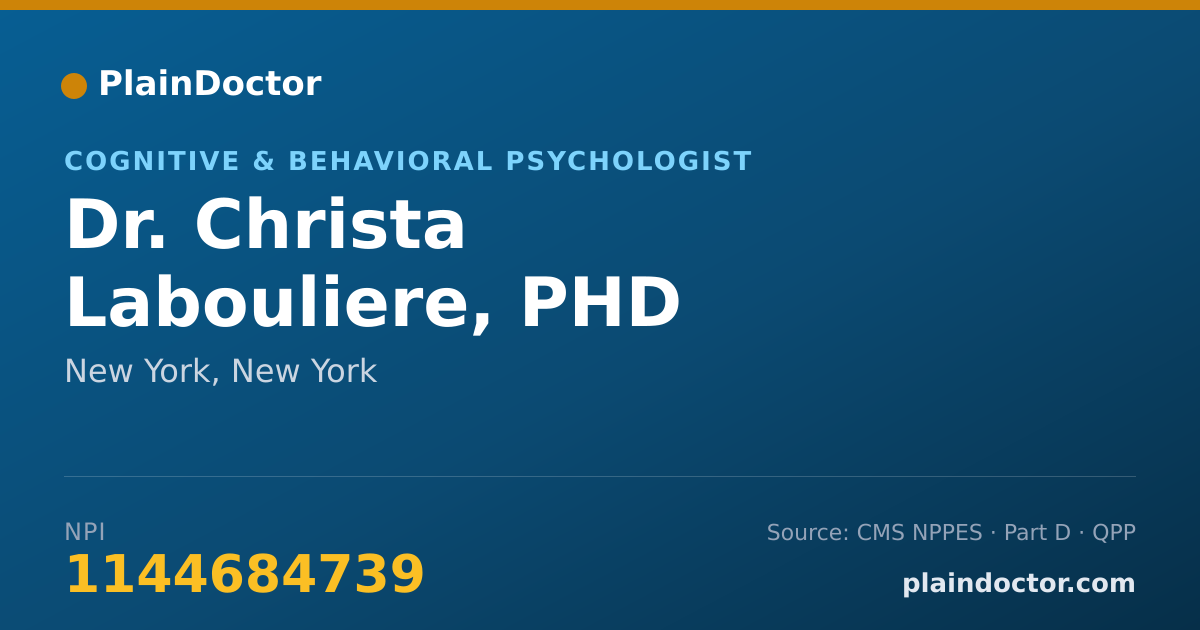 Shareable card for Christa Labouliere, PHD - Cognitive & Behavioral Psychologist, New York, NY
