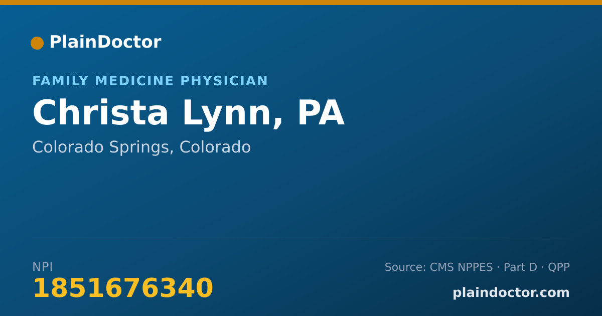 Shareable card for Christa Lynn, PA - Family Medicine Physician, Colorado Springs, CO