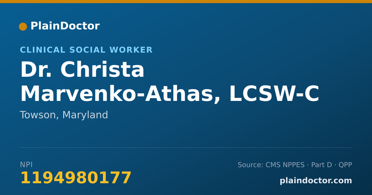 Shareable card for Christa Marvenko-Athas, LCSW-C - Clinical Social Worker, Towson, MD