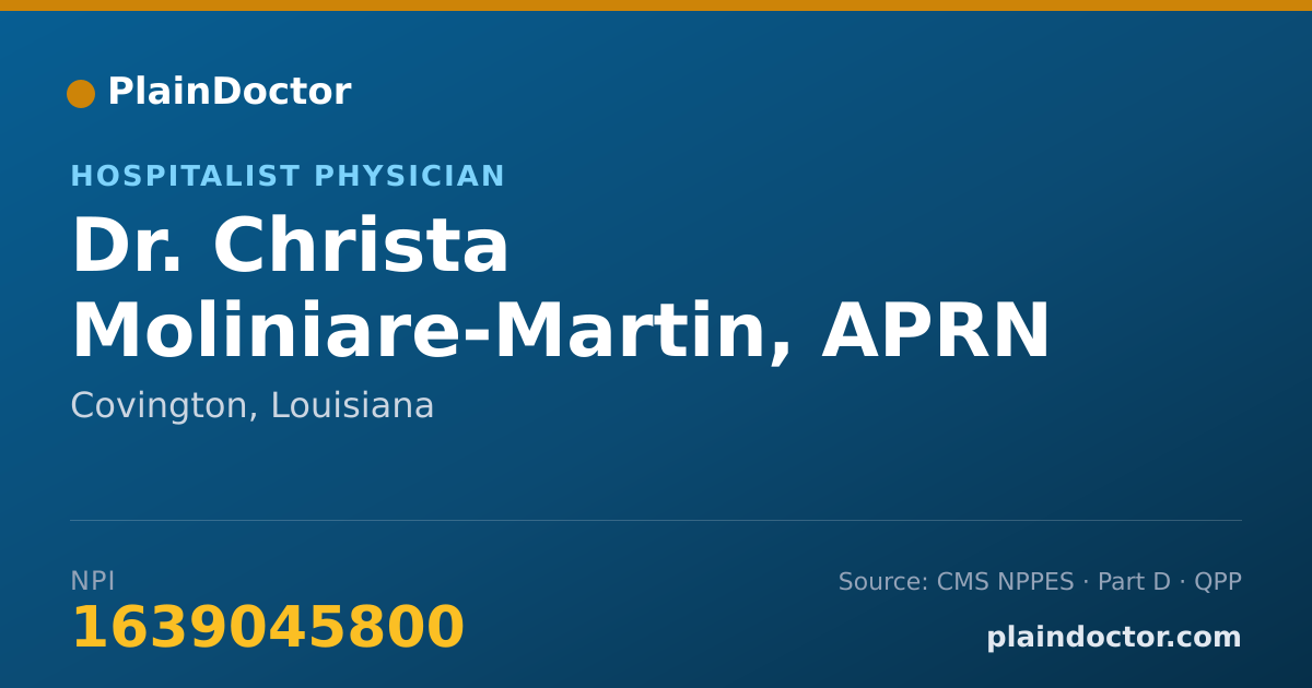 Shareable card for Christa Moliniare-Martin, APRN FNP - Hospitalist Physician, Covington, LA