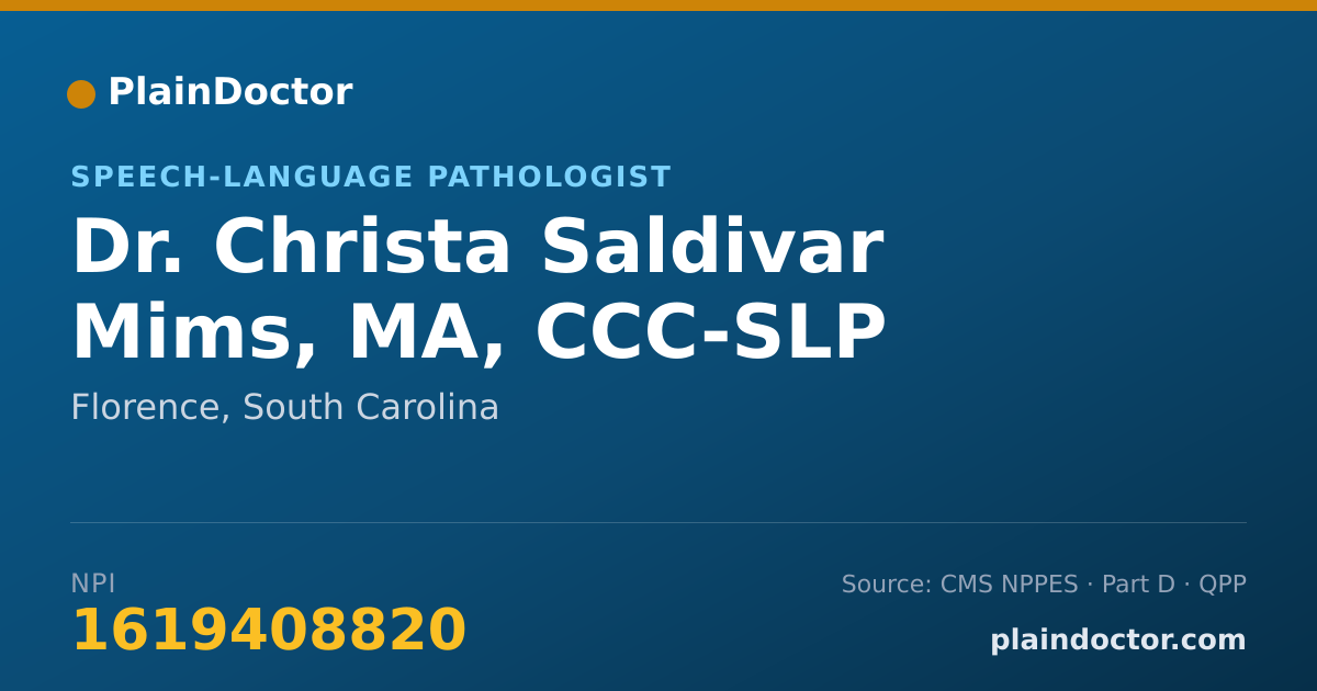 Shareable card for Christa Saldivar Mims, MA, CCC-SLP - Speech-Language Pathologist, Florence, SC