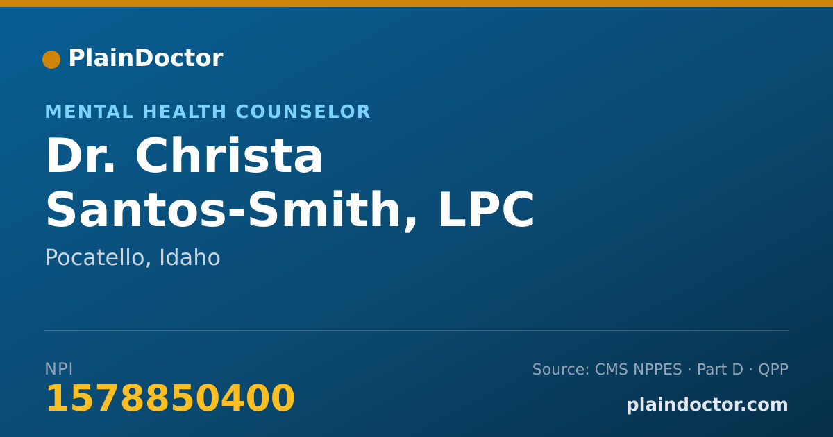 Shareable card for Christa Santos-Smith, LPC - Mental Health Counselor, Pocatello, ID