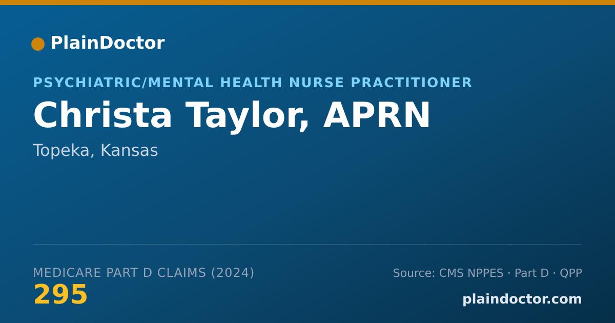 Shareable card for Christa Taylor, APRN - Psychiatric/Mental Health Nurse Practitioner, Topeka, KS