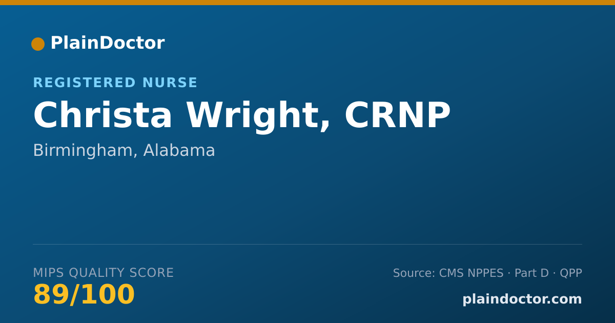 Shareable card for Christa Wright, CRNP - Registered Nurse, Birmingham, AL