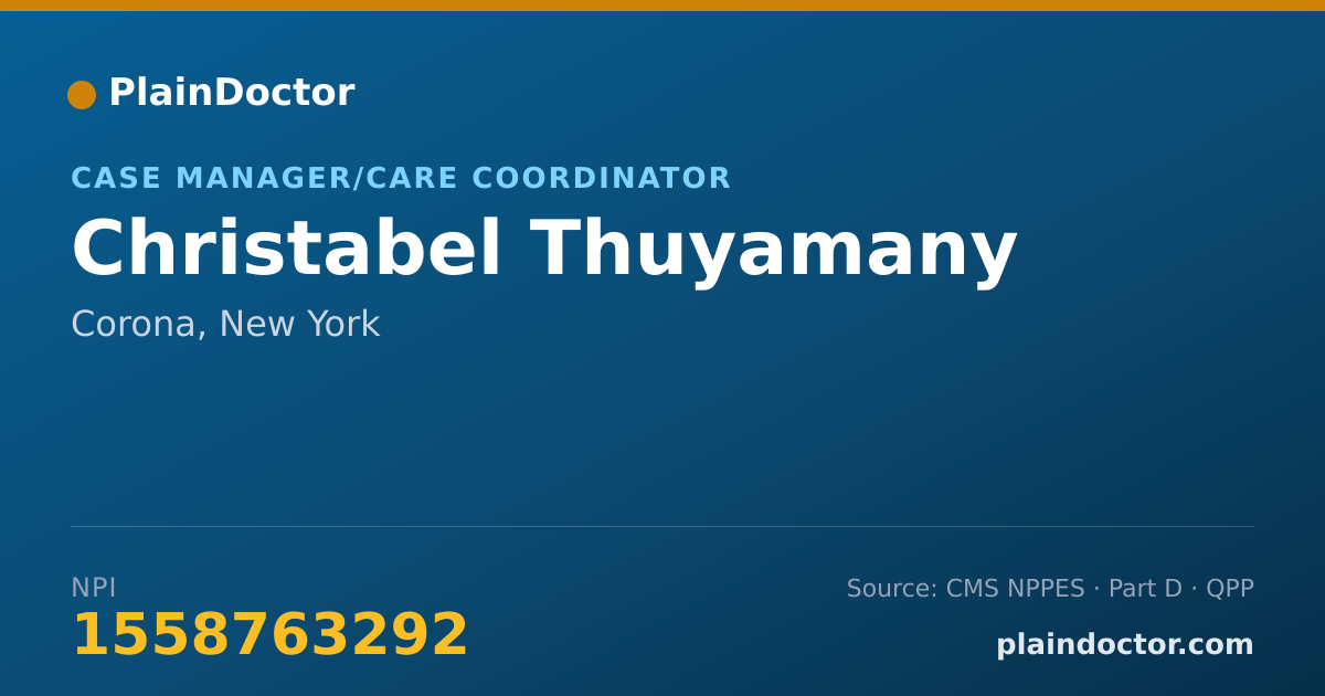 Shareable card for Christabel Thuyamany - Case Manager/Care Coordinator, Corona, NY