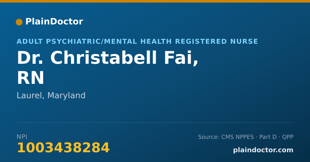 Shareable card for Christabell Fai, RN - Adult Psychiatric/Mental Health Registered Nurse, Laurel, MD