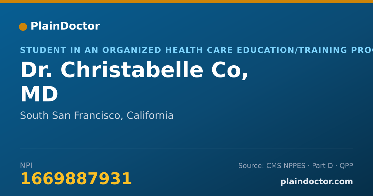 Shareable card for Christabelle Co, MD - Student in an Organized Health Care Education/Training Program, South San Francisco, CA