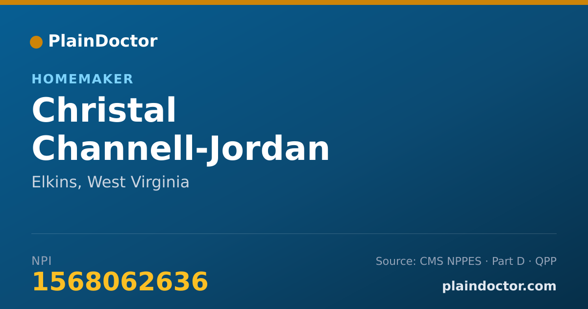 Shareable card for Christal Channell-Jordan - Homemaker, Elkins, WV