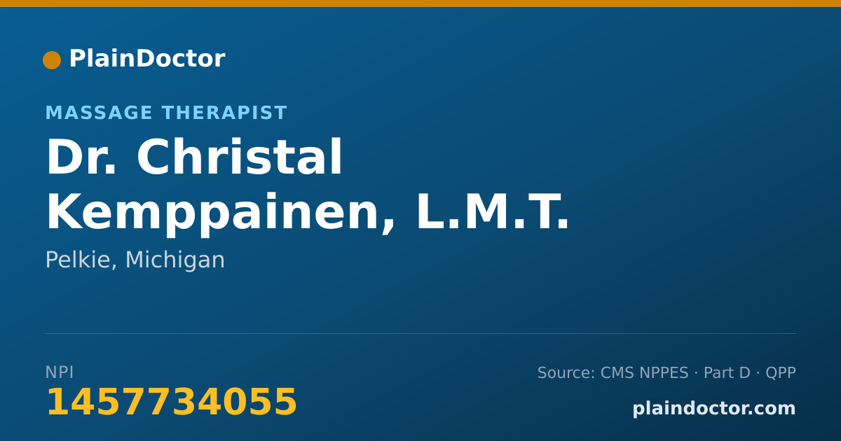 Shareable card for Christal Kemppainen, L.M.T. - Massage Therapist, Pelkie, MI