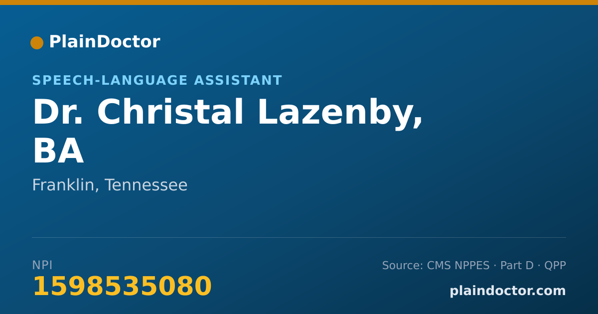Shareable card for Christal Lazenby, BA - Speech-Language Assistant, Franklin, TN