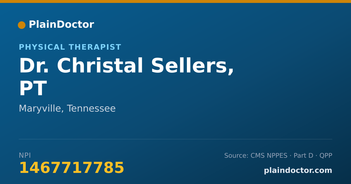 Shareable card for Christal Sellers, PT - Physical Therapist, Maryville, TN