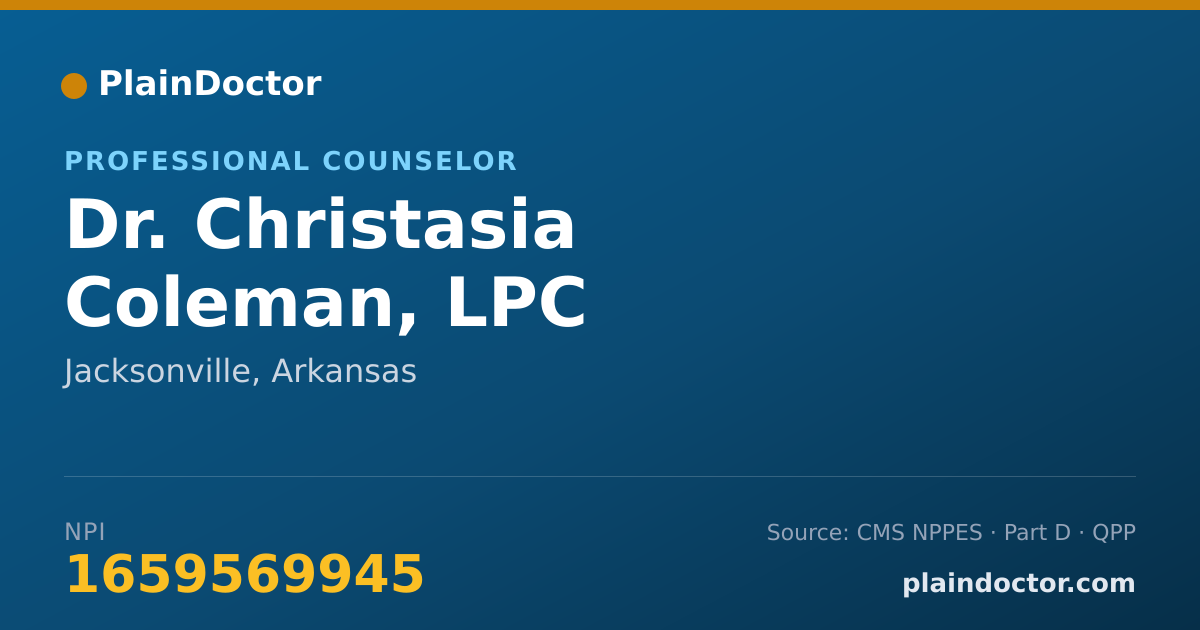 Shareable card for Christasia Coleman, LPC - Professional Counselor, Jacksonville, AR