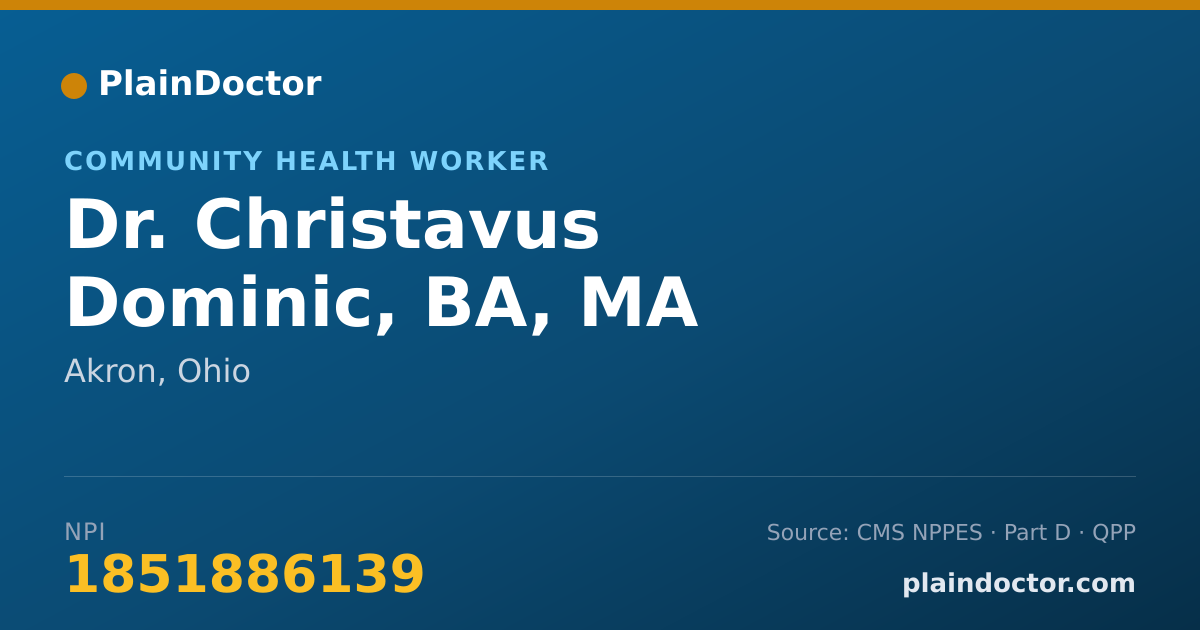 Shareable card for Christavus Dominic, BA, MA - Community Health Worker, Akron, OH