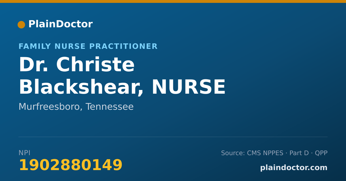 Shareable card for Christe Blackshear, NURSE PRACTITIONER - Family Nurse Practitioner, Murfreesboro, TN