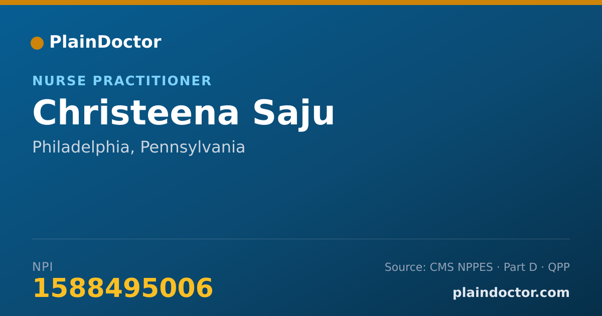 Shareable card for Christeena Saju - Nurse Practitioner, Philadelphia, PA