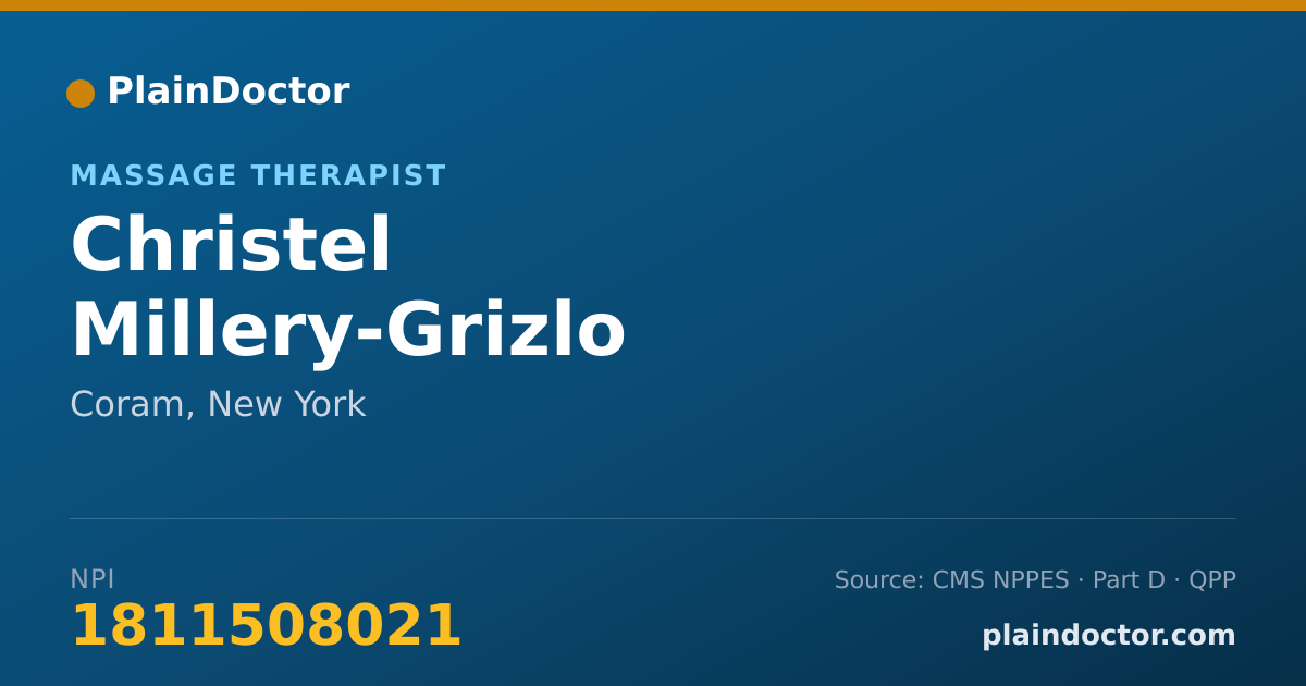 Shareable card for Christel Millery-Grizlo - Massage Therapist, Coram, NY
