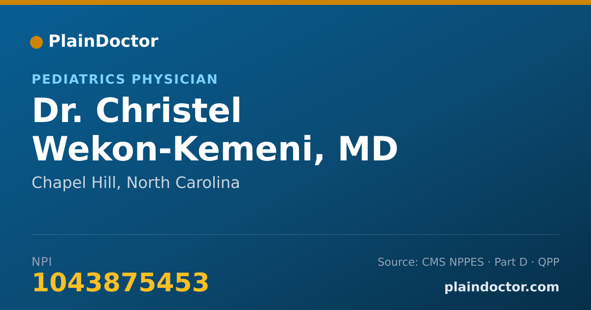 Shareable card for Christel Wekon-Kemeni, MD - Pediatrics Physician, Chapel Hill, NC
