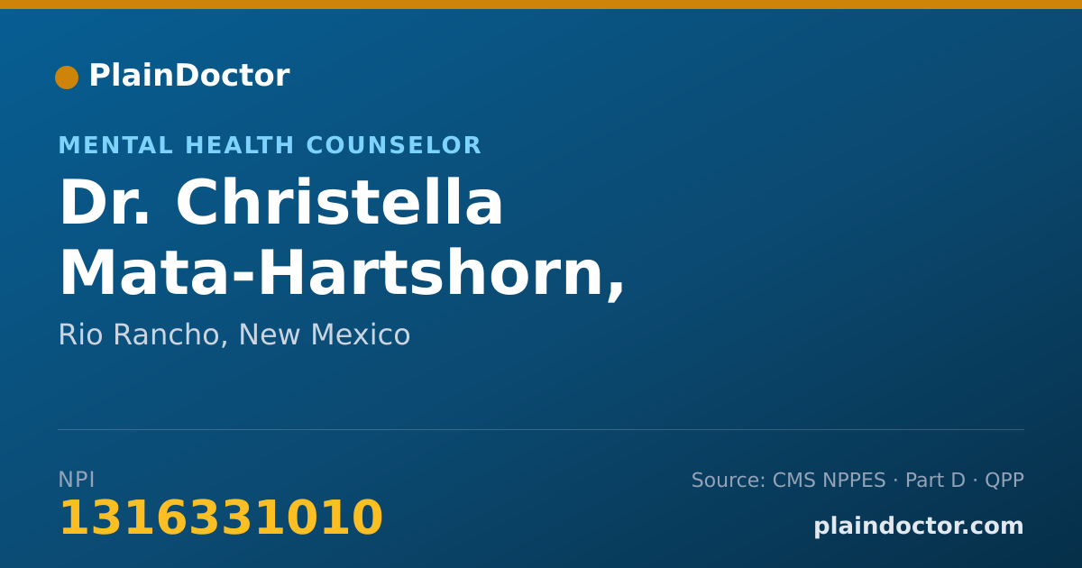 Shareable card for Christella Mata-Hartshorn, PHD,NCC,LPCC - Mental Health Counselor, Rio Rancho, NM