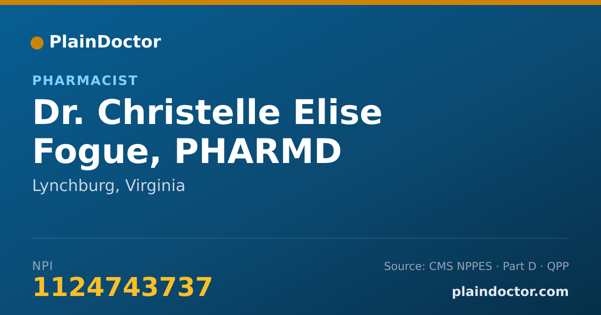 Shareable card for Christelle Elise Fogue, PHARMD - Pharmacist, Lynchburg, VA