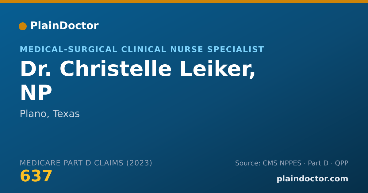 Shareable card for Christelle Leiker, NP - Medical-Surgical Clinical Nurse Specialist, Plano, TX