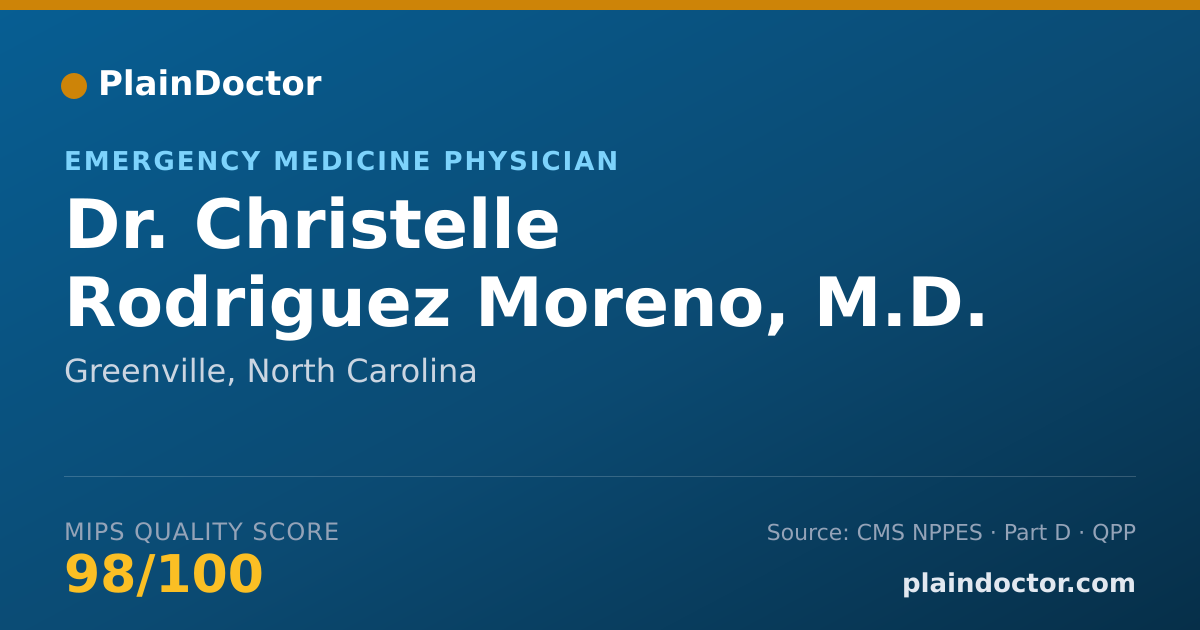 Shareable card for Christelle Rodriguez Moreno, M.D. - Emergency Medicine Physician, Greenville, NC