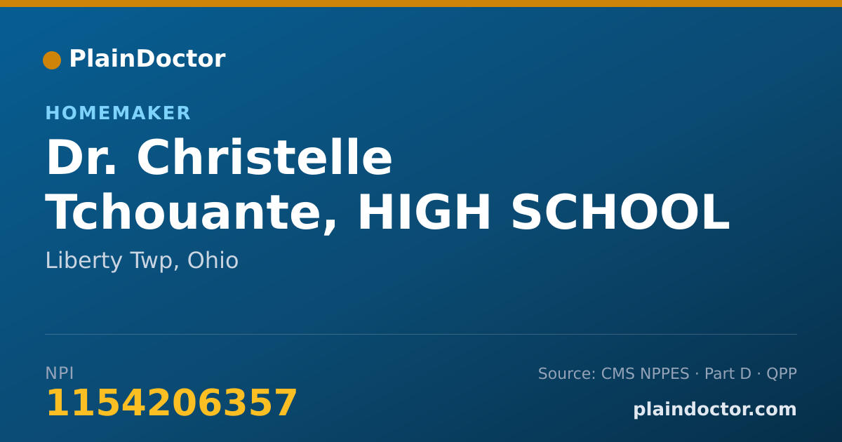 Shareable card for Christelle Tchouante, HIGH SCHOOL DIPLOMA - Homemaker, Liberty Twp, OH