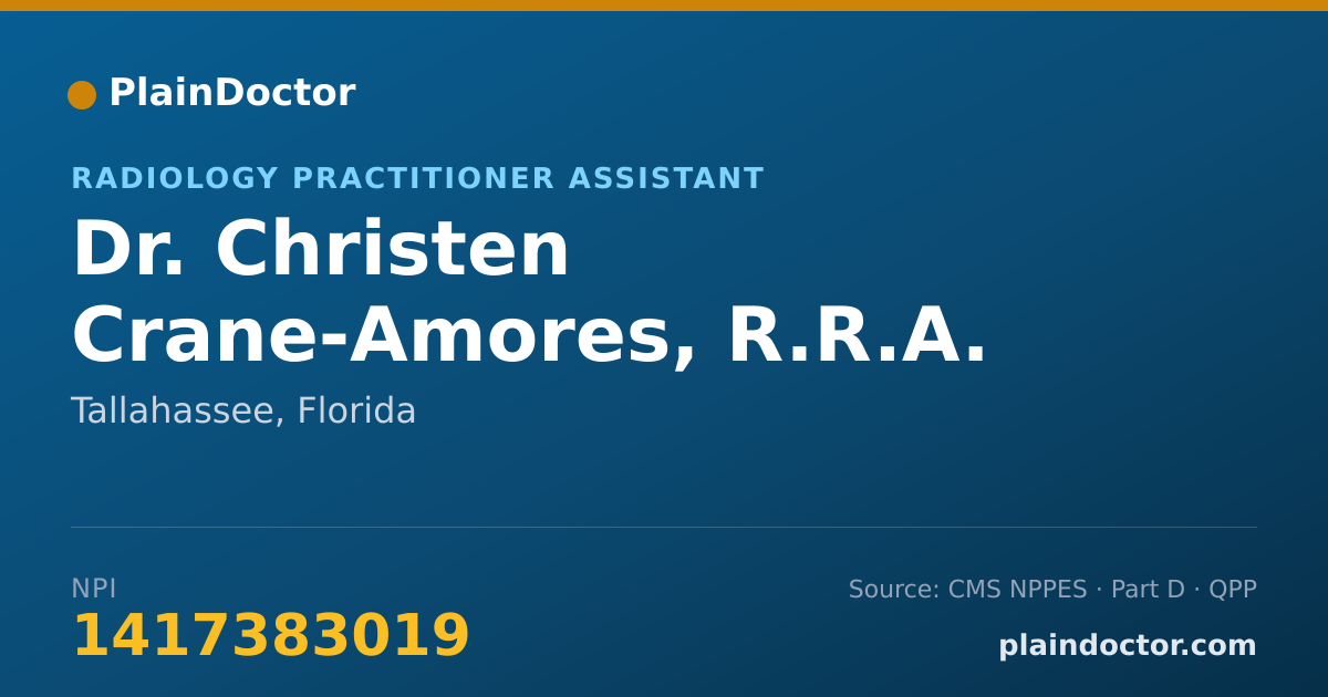 Shareable card for Christen Crane-Amores, R.R.A. - Radiology Practitioner Assistant, Tallahassee, FL