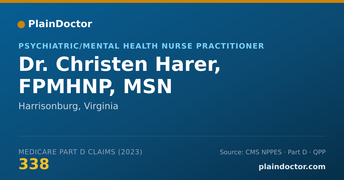 Shareable card for Christen Harer, FPMHNP, MSN - Psychiatric/Mental Health Nurse Practitioner, Harrisonburg, VA