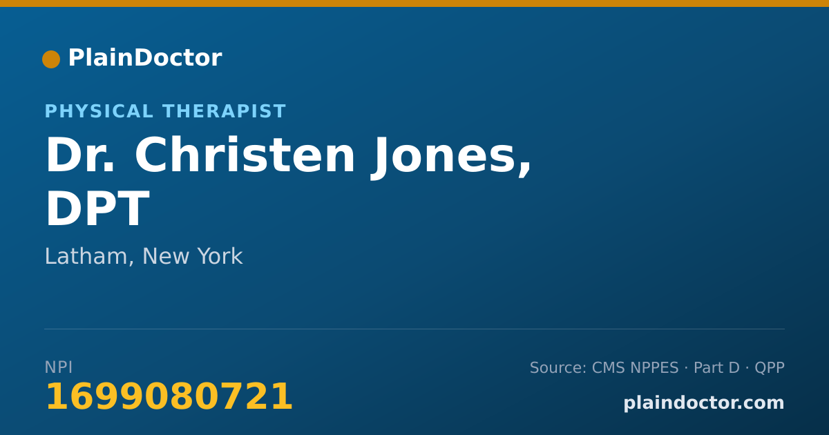 Shareable card for Christen Jones, DPT - Physical Therapist, Latham, NY