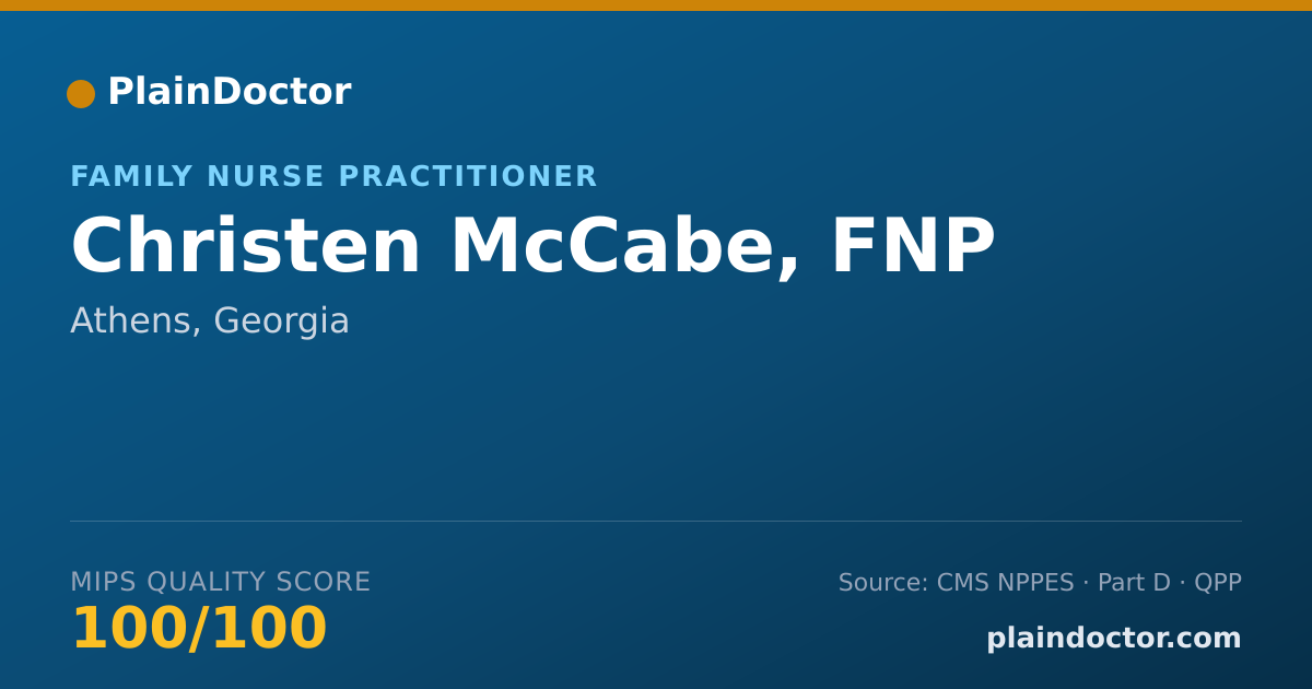 Shareable card for Christen McCabe, FNP - Family Nurse Practitioner, Athens, GA
