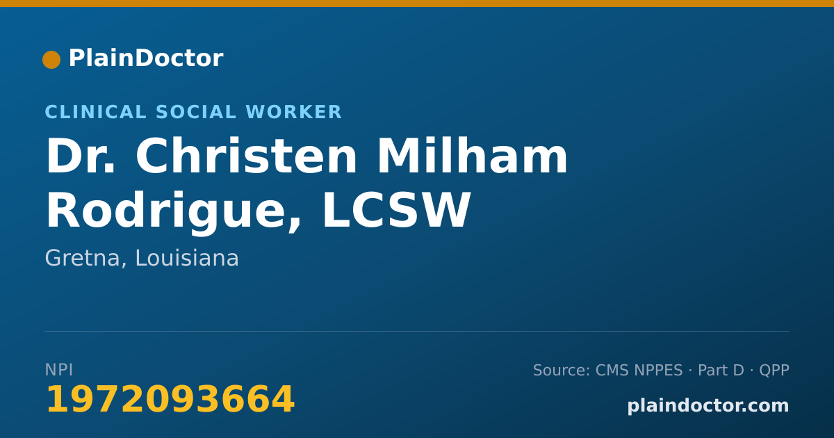 Shareable card for Christen Milham Rodrigue, LCSW - Clinical Social Worker, Gretna, LA