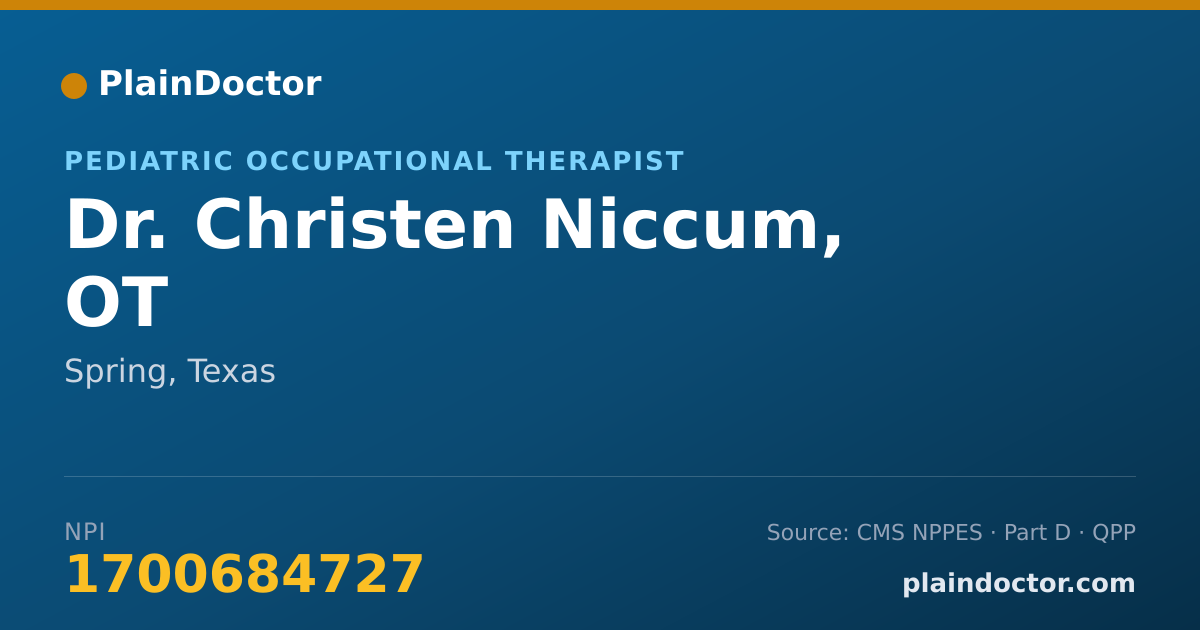Shareable card for Christen Niccum, OT - Pediatric Occupational Therapist, Spring, TX