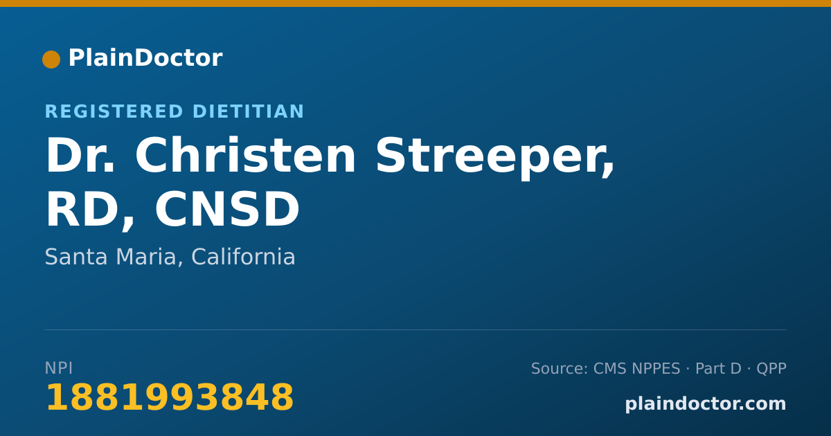 Shareable card for Christen Streeper, RD, CNSD - Registered Dietitian, Santa Maria, CA