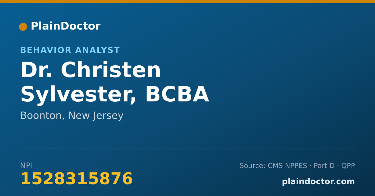 Shareable card for Christen Sylvester, BCBA - Behavior Analyst, Boonton, NJ