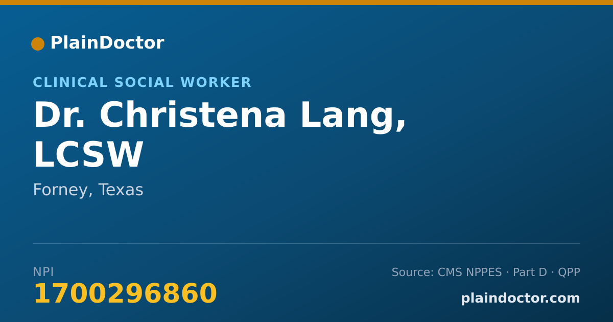 Shareable card for Christena Lang, LCSW - Clinical Social Worker, Forney, TX