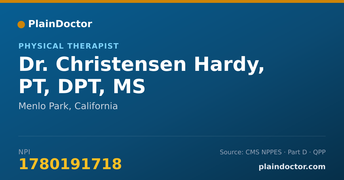 Shareable card for Christensen Hardy, PT, DPT, MS - Physical Therapist, Menlo Park, CA