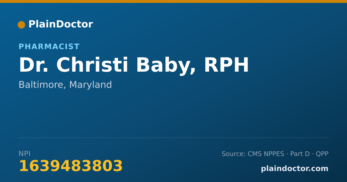 Shareable card for Christi Baby, RPH - Pharmacist, Baltimore, MD