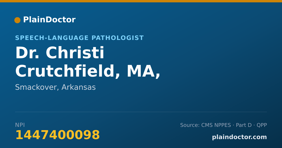 Shareable card for Christi Crutchfield, MA, CCC-SLP - Speech-Language Pathologist, Smackover, AR