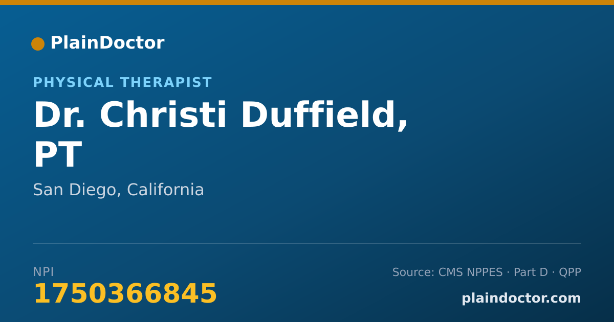 Shareable card for Christi Duffield, PT - Physical Therapist, San Diego, CA