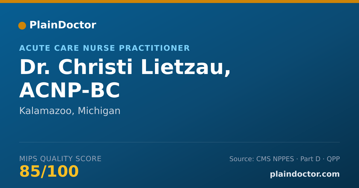 Shareable card for Christi Lietzau, ACNP-BC - Acute Care Nurse Practitioner, Kalamazoo, MI