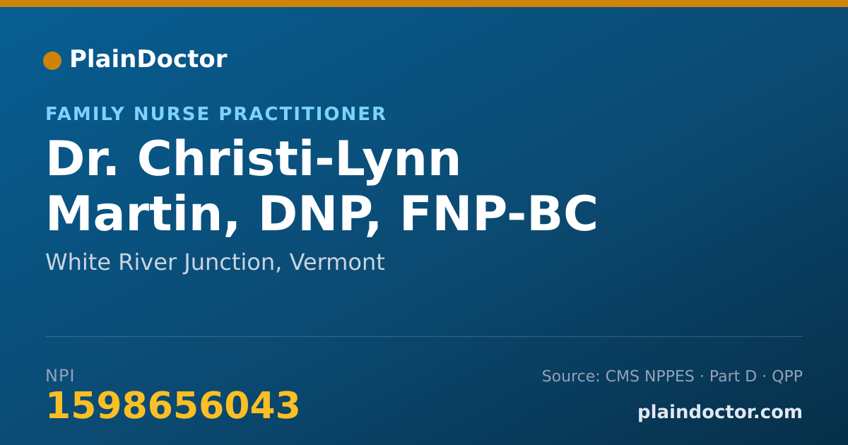 Shareable card for Christi-Lynn Martin, DNP, FNP-BC - Family Nurse Practitioner, White River Junction, VT