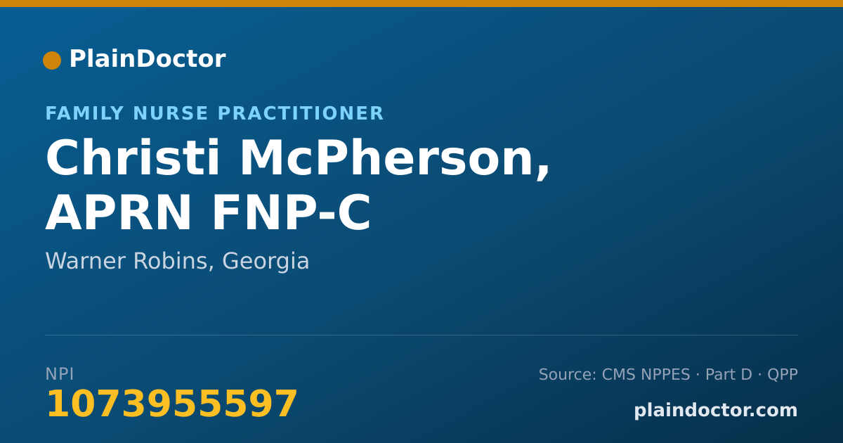 Shareable card for Christi McPherson, APRN FNP-C - Family Nurse Practitioner, Warner Robins, GA
