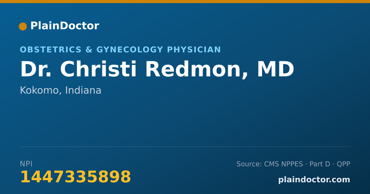 Shareable card for Christi Redmon, MD - Obstetrics & Gynecology Physician, Kokomo, IN
