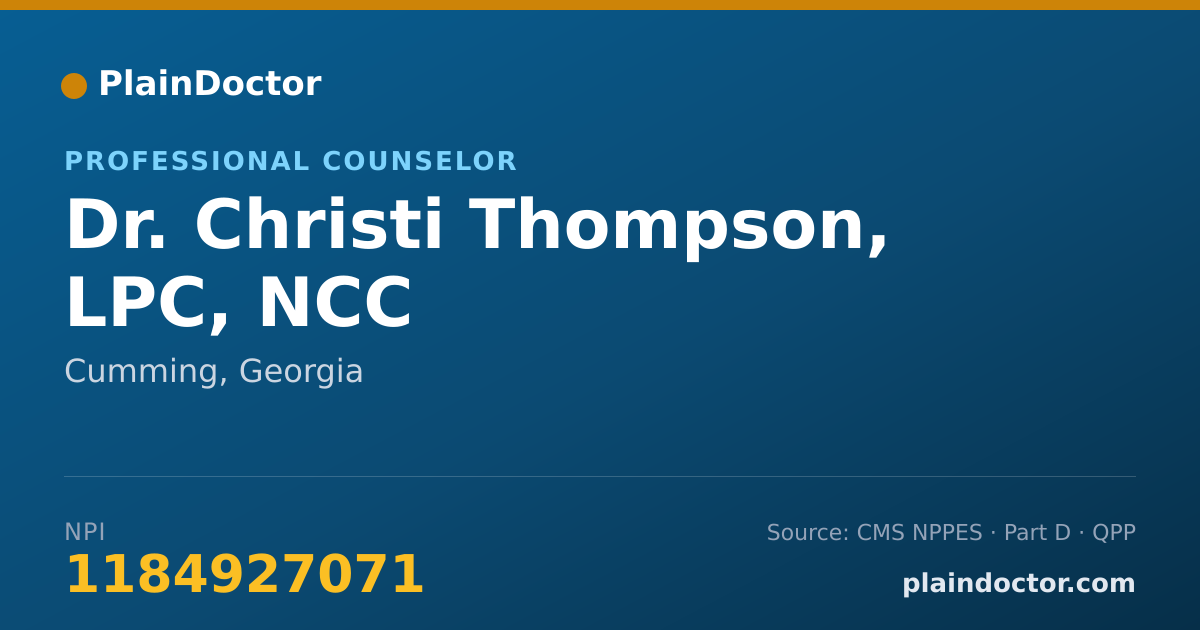 Shareable card for Christi Thompson, LPC, NCC - Professional Counselor, Cumming, GA