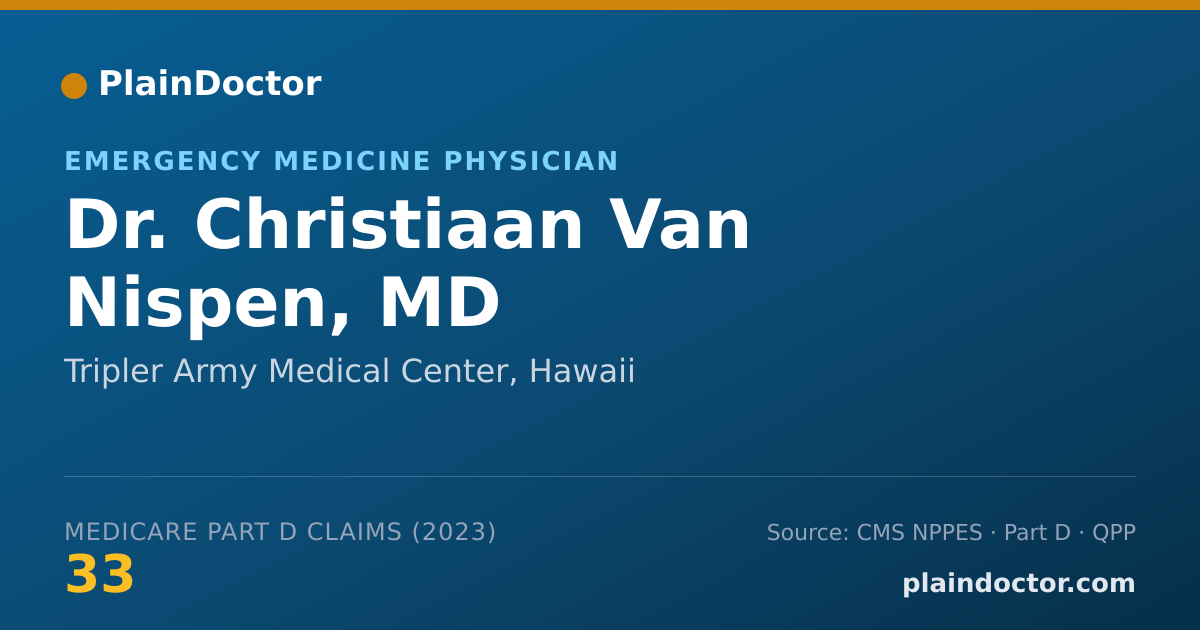 Shareable card for Christiaan Van Nispen, MD - Emergency Medicine Physician, Tripler Army Medical Center, HI