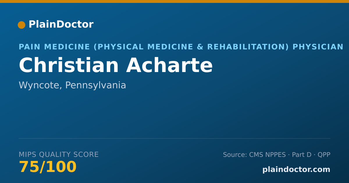 Shareable card for Christian Acharte - Pain Medicine (Physical Medicine & Rehabilitation) Physician, Wyncote, PA