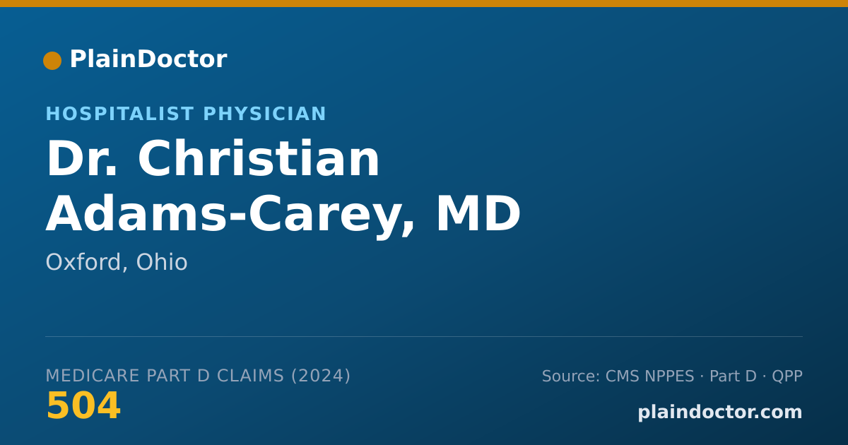 Shareable card for Christian Adams-Carey, MD - Hospitalist Physician, Oxford, OH