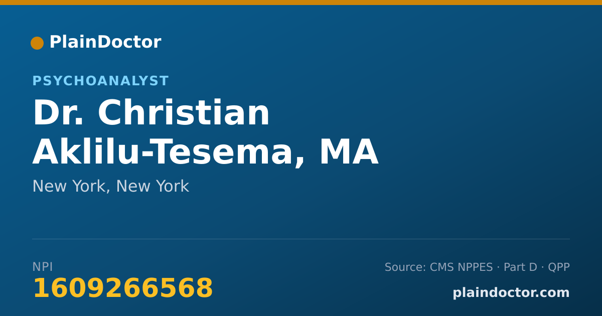 Shareable card for Christian Aklilu-Tesema, MA - Psychoanalyst, New York, NY
