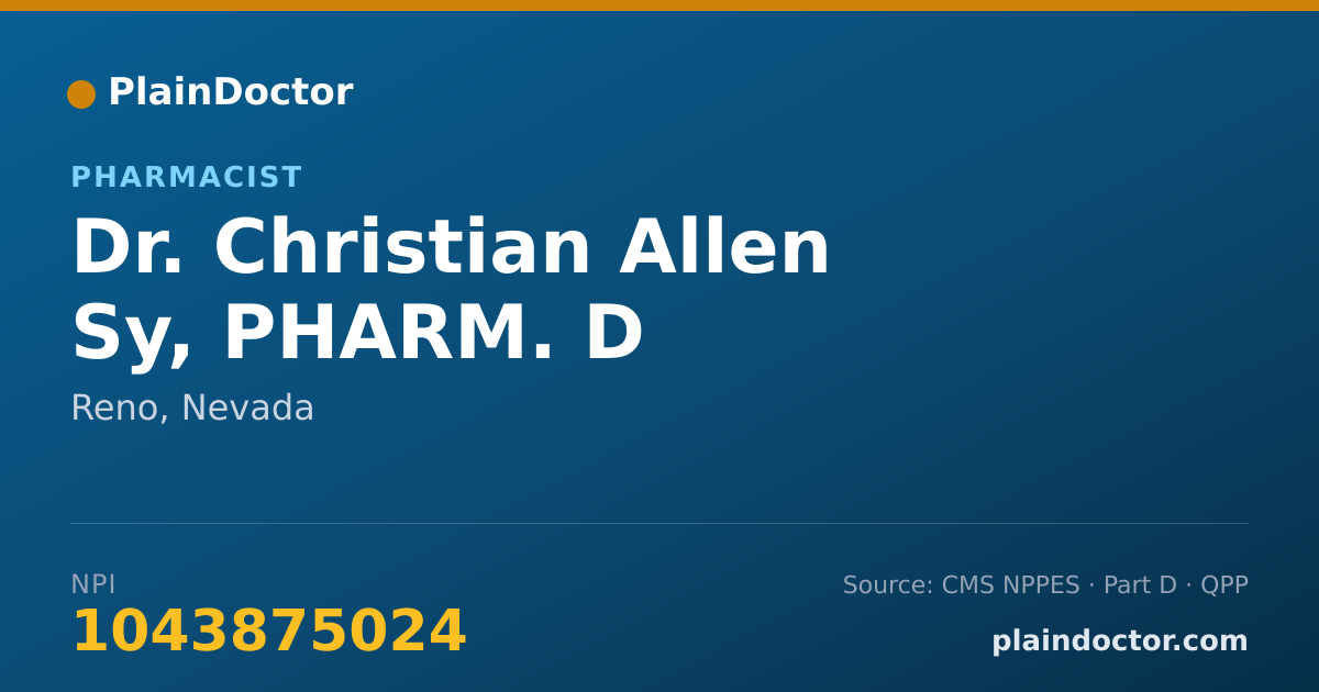 Shareable card for Christian Allen Sy, PHARM. D - Pharmacist, Reno, NV